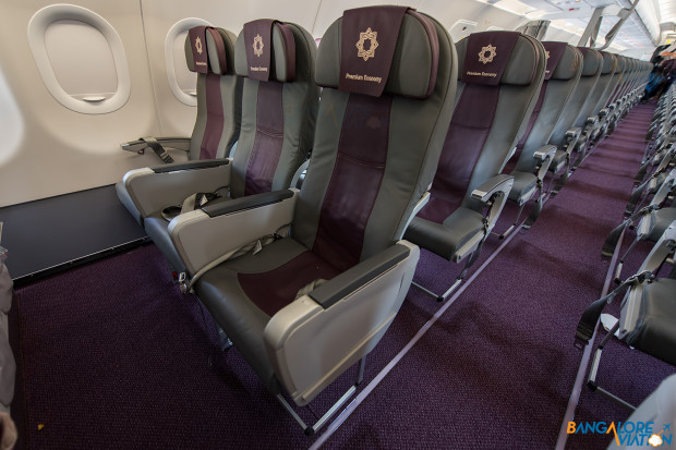 Tata-SIA Airlines Vistara A320 premium economy class cabin.
