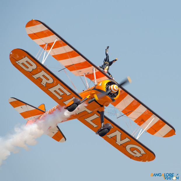 One of the Breitling Wing Walkers during their display.