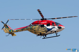 Sarang Three being flown by Squadron Leader Deepika Misra. The first female Sarang pilot.