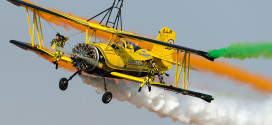 Scandinavian Airshow Grumman Ag-Cat with the skycats on both wings.