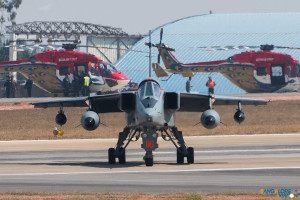 Sepecat Jaguar backtracking down the runway.