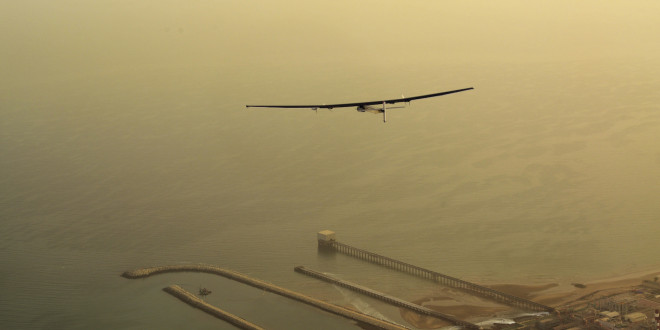 Solar Impulse takes off from Muscat towards Ahmedabad.