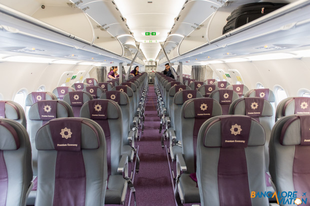 Vistara A320 Premium Economy and Economy class cabin.