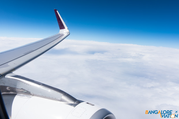 Vistara Airbus A320 in-flight over India.