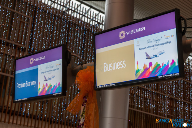 Vistara RGIA Hyderabad check-in counter signage.