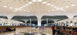 The check-in hall at Mumbai CSI airport.