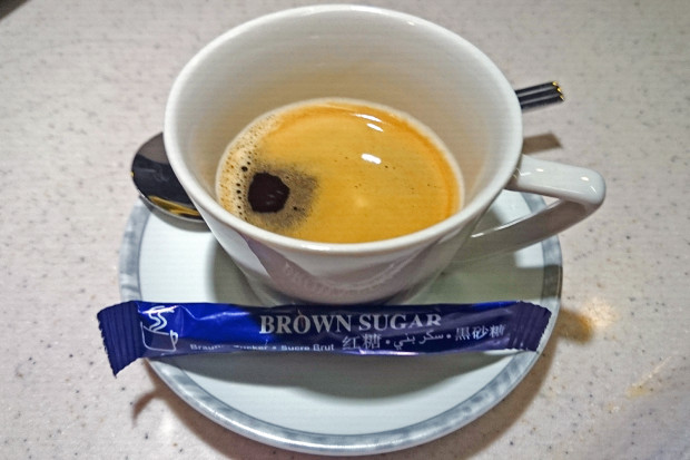 Single original gourmet espresso coffee on board Singapore Airlines business class