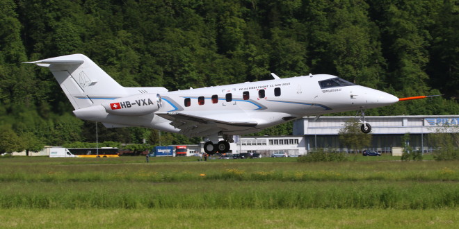 Pilatus PC-24 takes off for it's maiden flight. Pilatus Image.