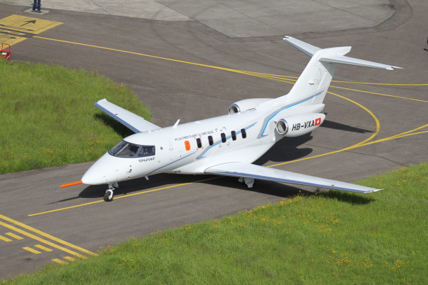 Pilatus PC-24 takes off for it's maiden flight. Pilatus Image.