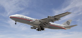 The First Flight of the LEAP-1B on a modified Boeing 747 testbed. Boeing Image.