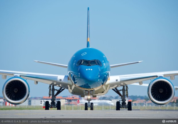 First A350-900 for Vietnam Airlines front view.