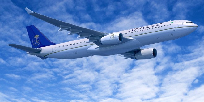 Rendering of A330-300 Regional in Saudi Arabian Airlines livery. Airbus image.