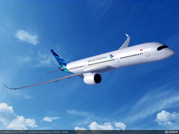 Rendering of Airbus A350-900 in Garuda Indonesia livery. Airbus image.