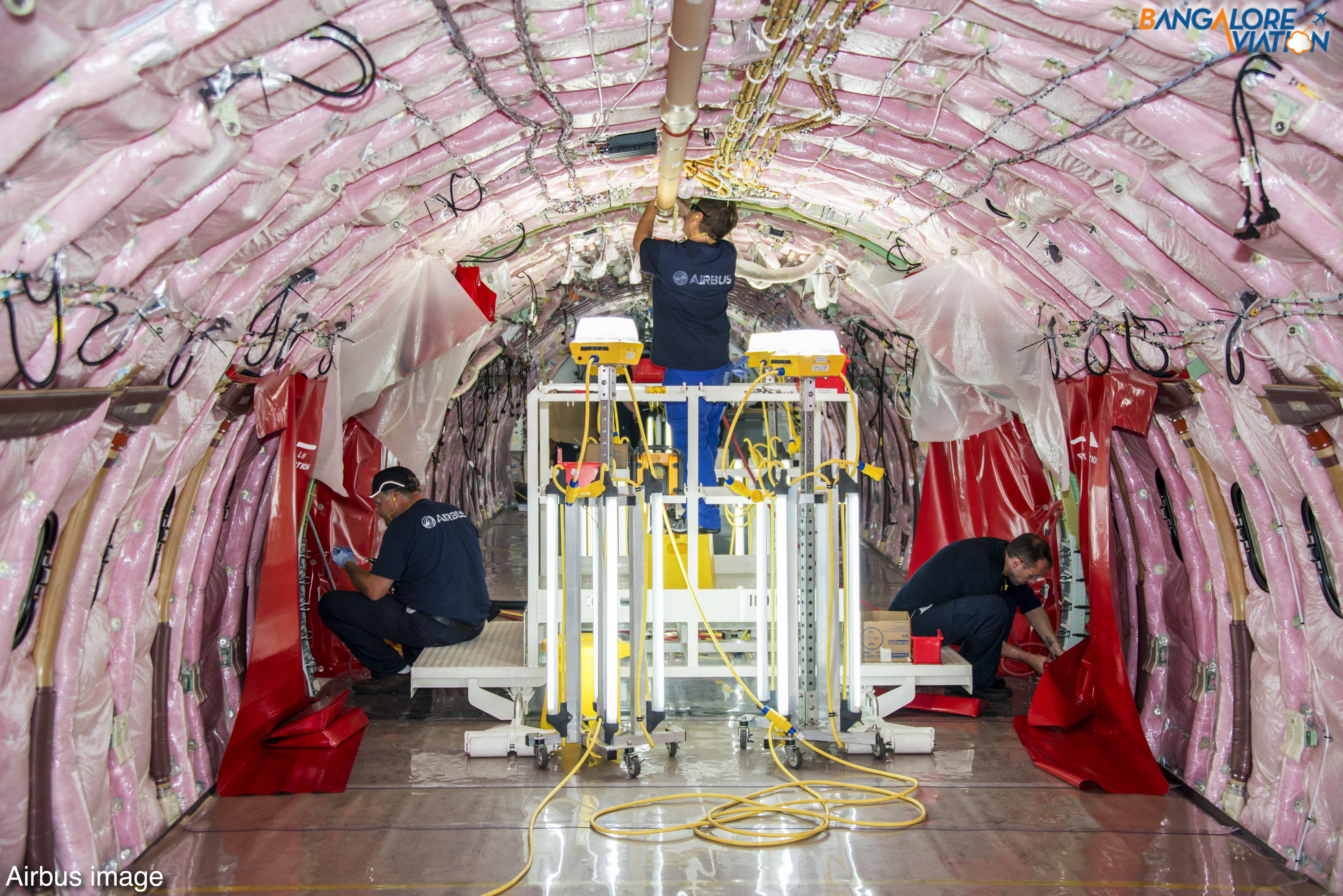 Aircraft interior assembly. Airbus image.