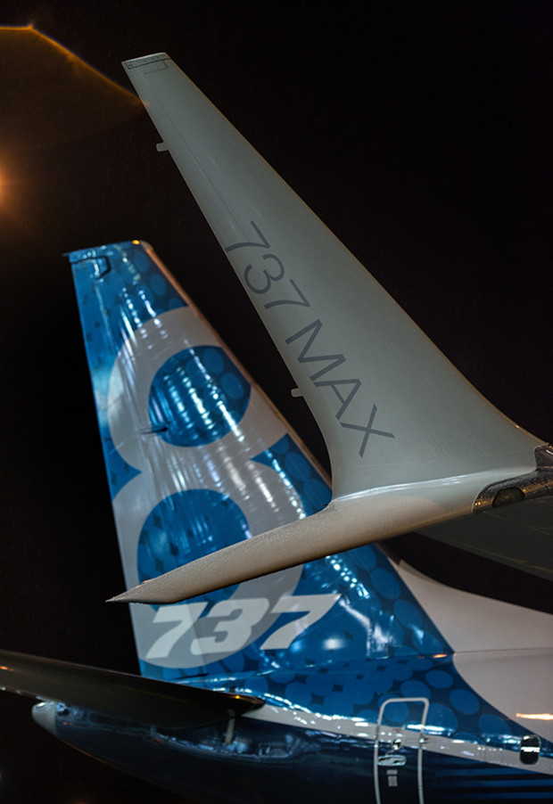 The new scimitar winglets on the 737 MAX. Boeing Image.