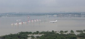 Chennai airport flooded. IAF helicopter view from west.