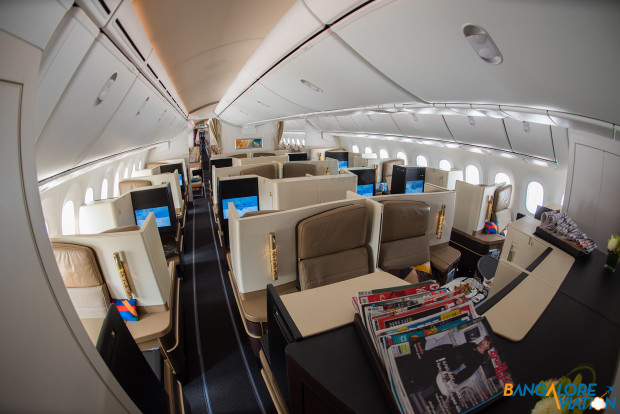 Business class cabin on Etihad's Boeing 787-9.
