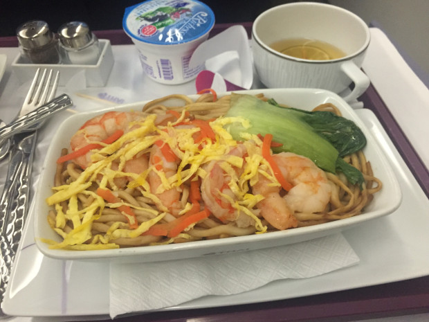 Shrimp Noodles and bok choy for the main course.