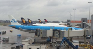 Three Jet Airways Aircraft standing at Schiphol, Amsterdam Airport on arrival from Mumbai, Delhi and Toronto