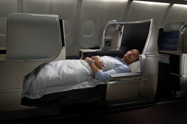 Malaysia Airlines flat bed in the new business class on the Airbus A330