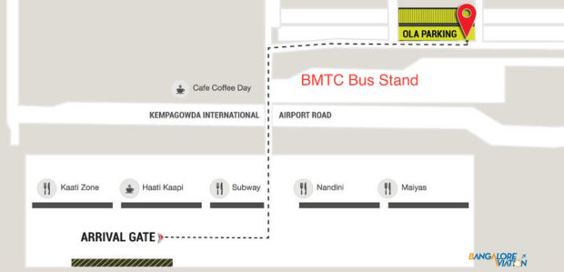 Ola Cab's dedicated Ola Zone at Bangalore Kempegowda airport.