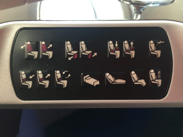 Seat controls on Qatar's A380.