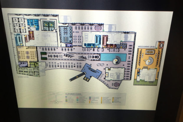 The layout of the lounge at Doha.