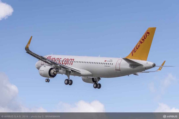 Turkey's Pegasus Airlines takes delivery of the first CFM LEAP 1-A powered A320neo. Airbus photo.