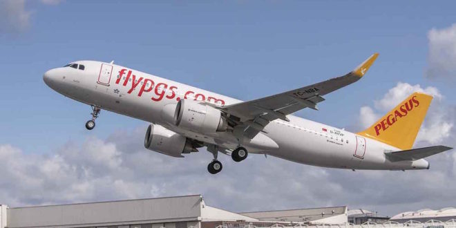 Turkey's Pegasus Airlines takes delivery of the first CFM LEAP 1-A powered A320neo. Airbus photo.