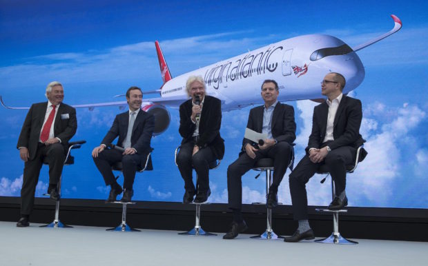Virgin and Airbus executives at the press conference.