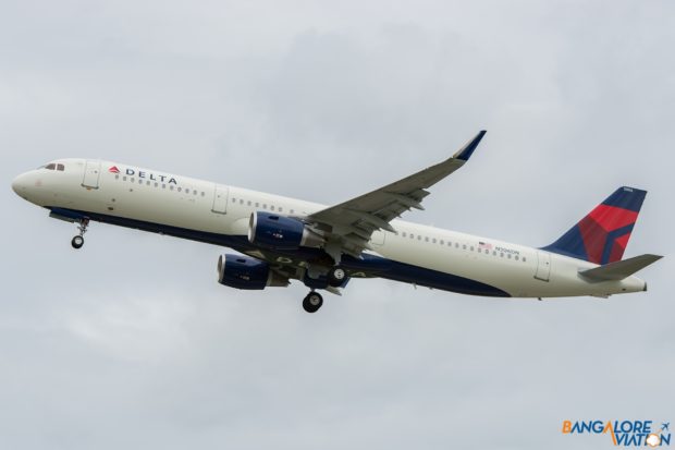 Delta Airbus A321 N306DN. Departing for it's delivery flight.