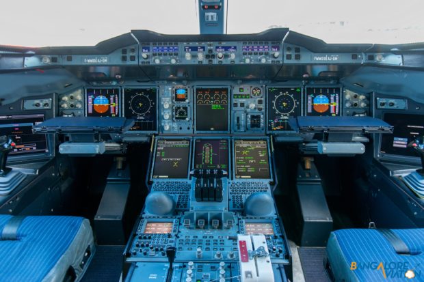 The cockpit of the A380.