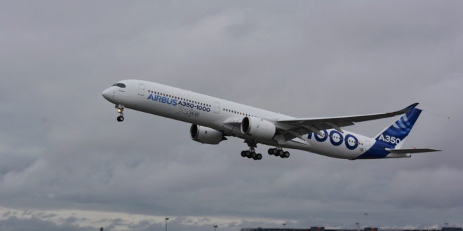 Airbus A350-1000 takes off for its first flight at Toulouse Blagnac airport, France November 24, 2016