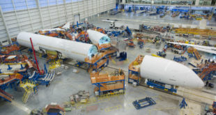 The first 787-10 fuselage beginning final assembly. Boeing Image.