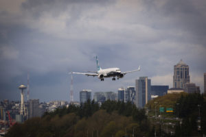 The MAX 9 landing at Boeing Field.