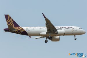 Vistara's first Airbus A320neo VT-TNB on its maiden commercial flight.