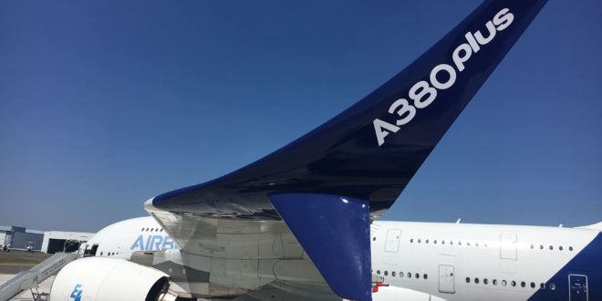 New split winglets proposed on the A380plus. Airbus image.