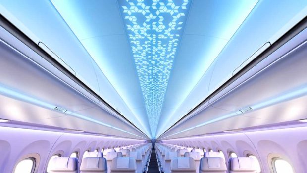 Airbus A320 Airspace cabin. Ceiling lighting. Airbus image.