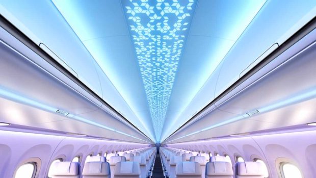 Airbus A320 Airspace cabin. Ceiling lighting. Airbus image.