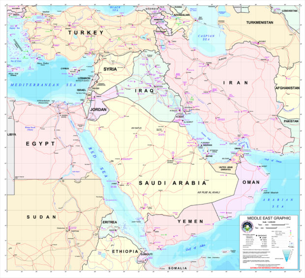 Middle-east map. Courtesy Wikipedia.