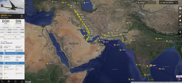 Qatar Airways flights to Singapore and ASEAN undergo a very minor deviation.
