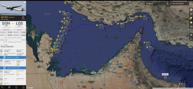 Qatar Airways flights to Africa have to take a long way around the peninsula. Oman still maintains relations with Qatar.