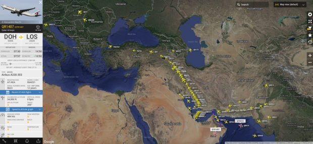 North American and European flights are following their regular flight paths