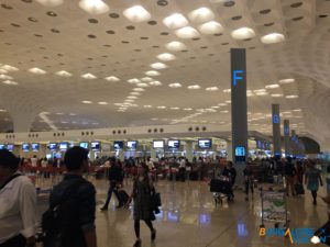 Air India check in desks at Mumbai airport.