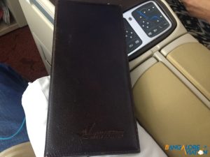 The leather bound menu.