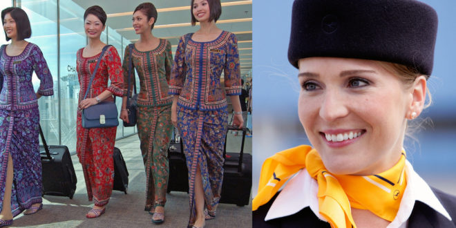 Singapore Airlines and Lufthansa cabin crew image composite by Bangalore Aviation