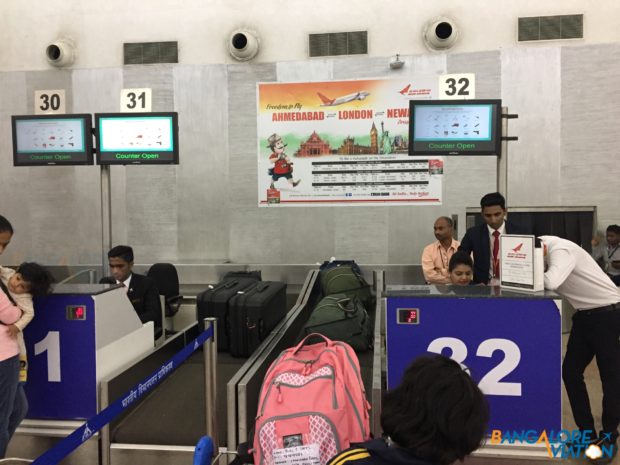 The last check in counter in the check in hall.