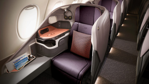 Singapore Airlines new A380 cabin. Business class.