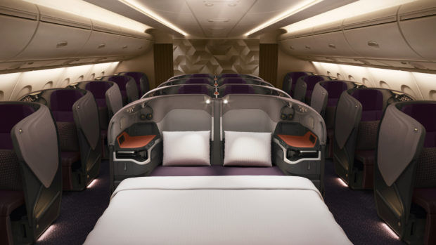 The double bed in the Singapore Airlines new A380 business class.