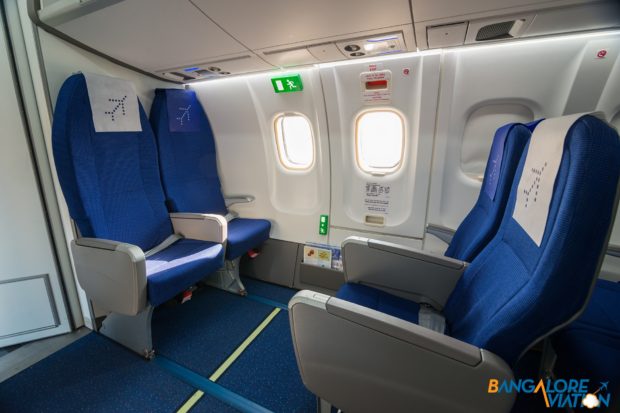 The first two rows of seats on Indigo's ATR 72-600.